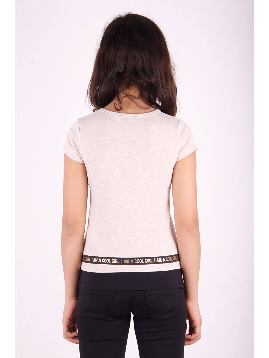 Bej Kız Çocuk Baskılı T-Shirt-2