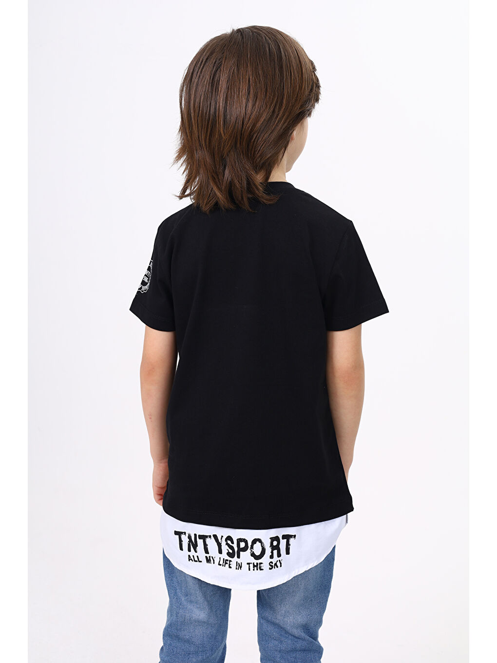 Siyah Erkek Çocuk Cepli Pamuklu Tişört-3