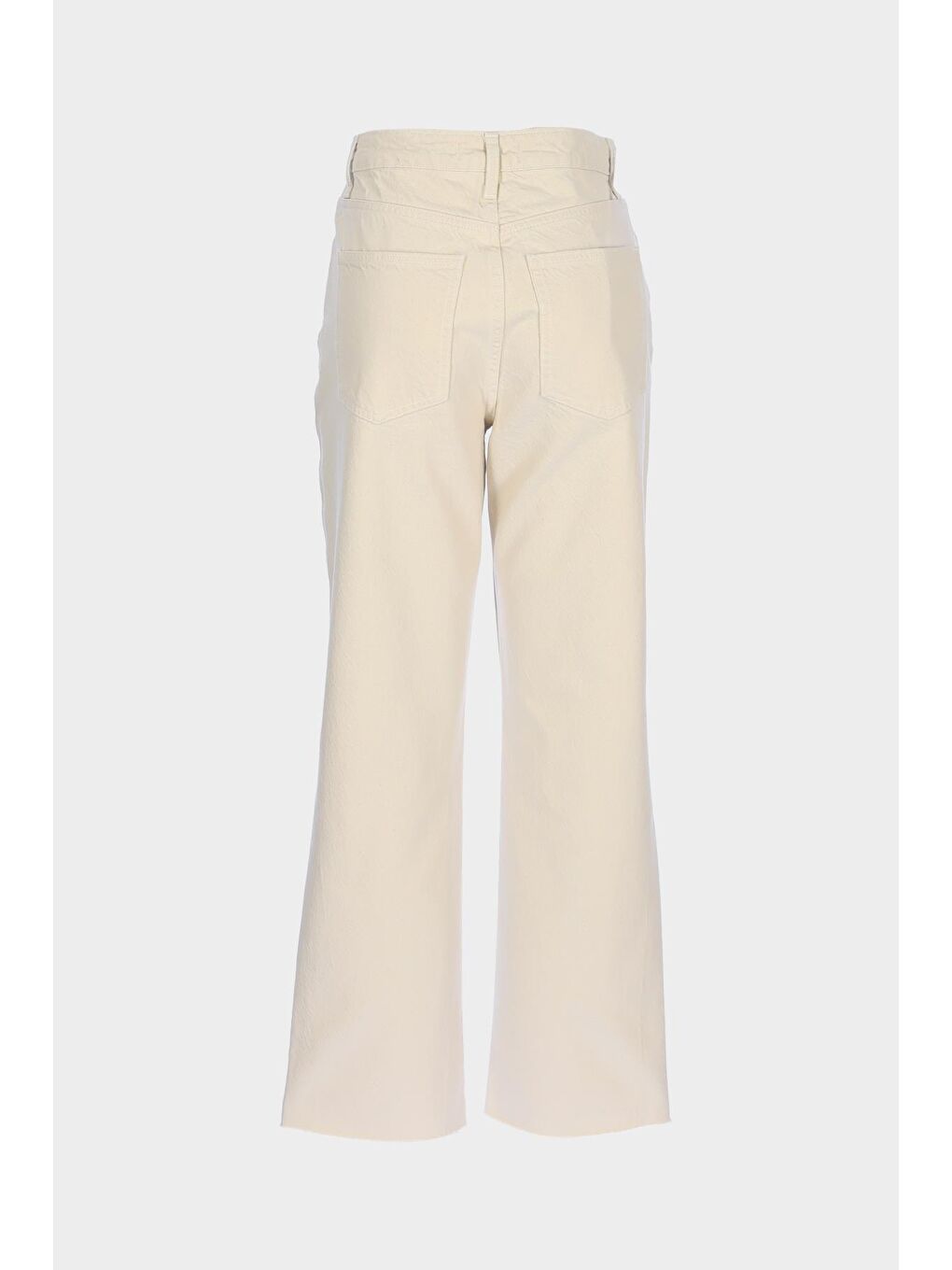Ekru Yüksek Bel Slim Fit Patı Fermuarlı Paçası Kesikli Jean Pantolon C 5529-005-1