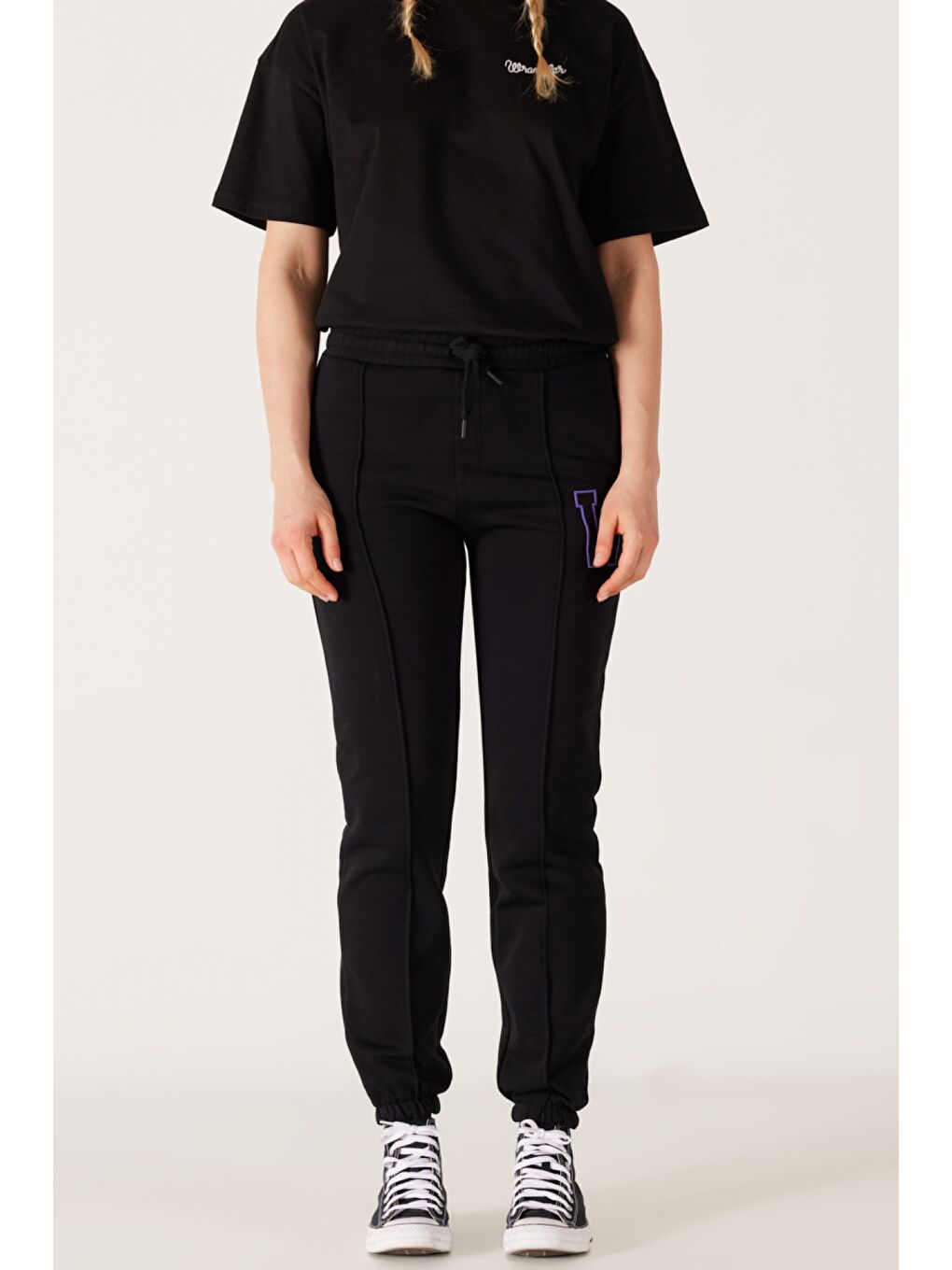 Regular Fit Normal Kesim İçi Polarlı Cepli Siyah Jogger Eşofman Altı