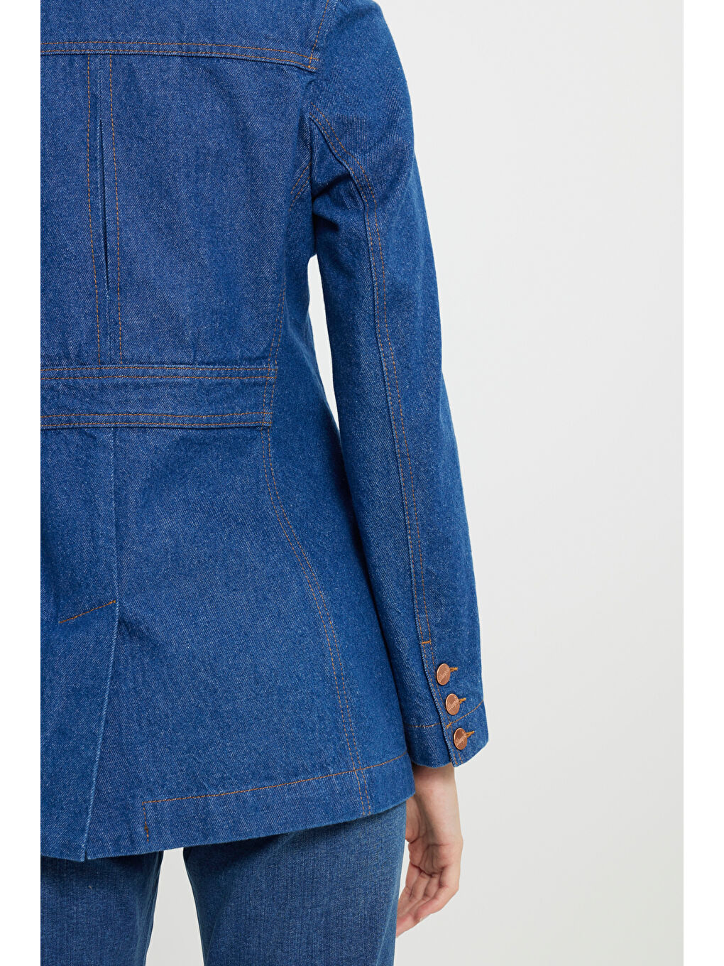 Regular Fit Normal Kesim %100 Pamuk Lacivert Jean Denim Ceket-6