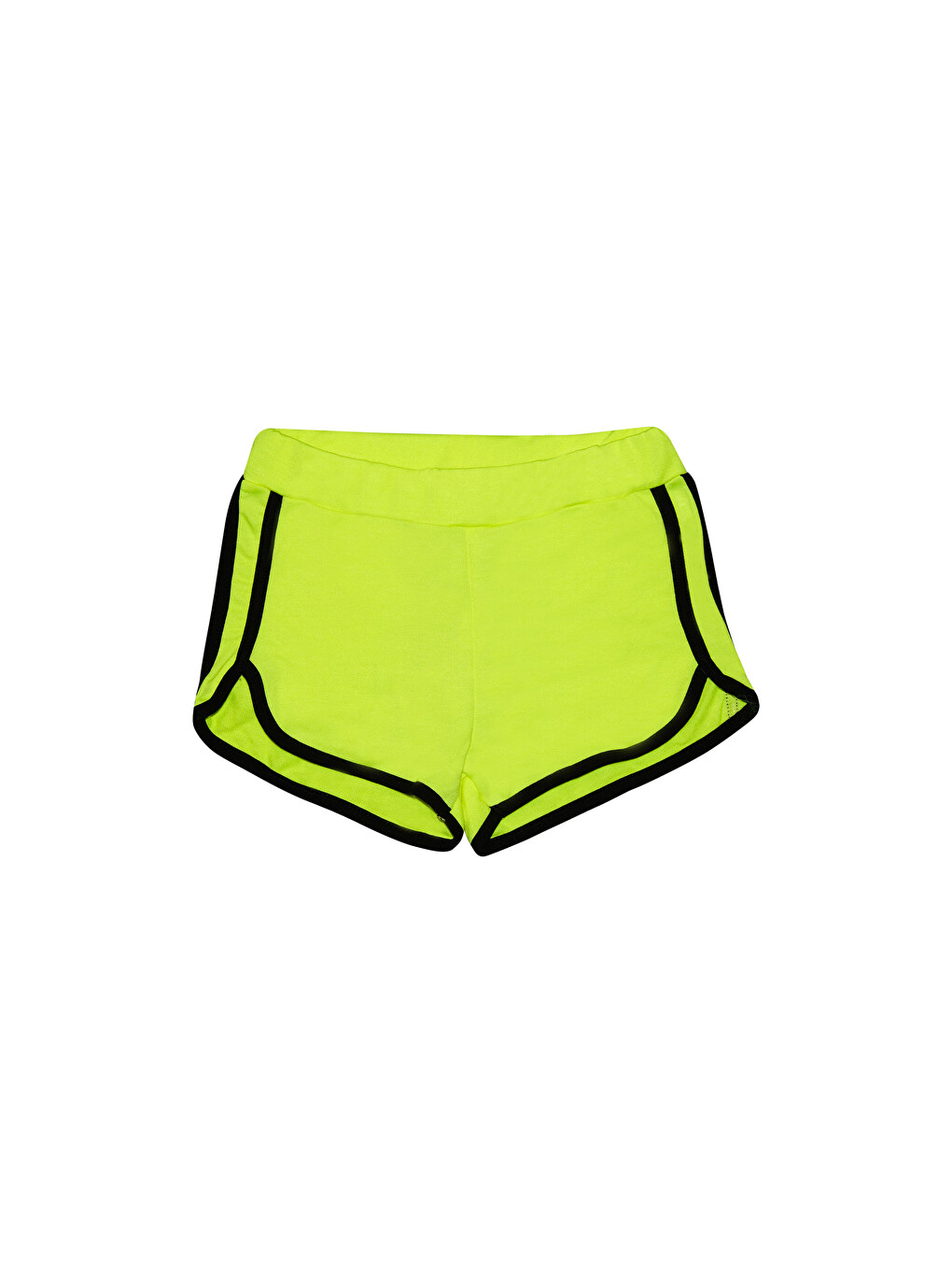 Siyah Neon Sarı Kız Çocuk İki İplik Renkli Biyeli Şort