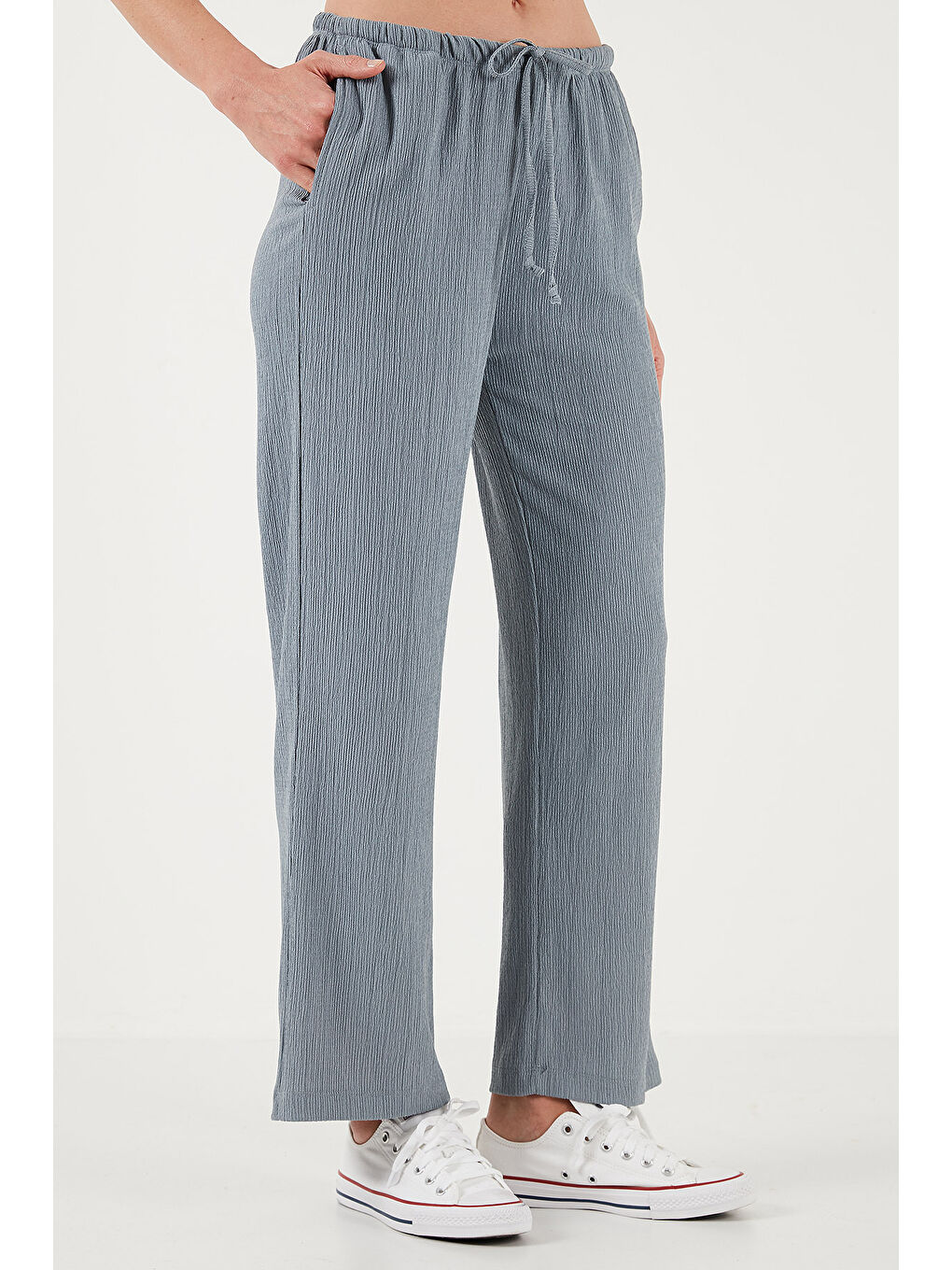 Gri Regular Fit Normal Bel Geniş Paça Pantolon 5866117-5