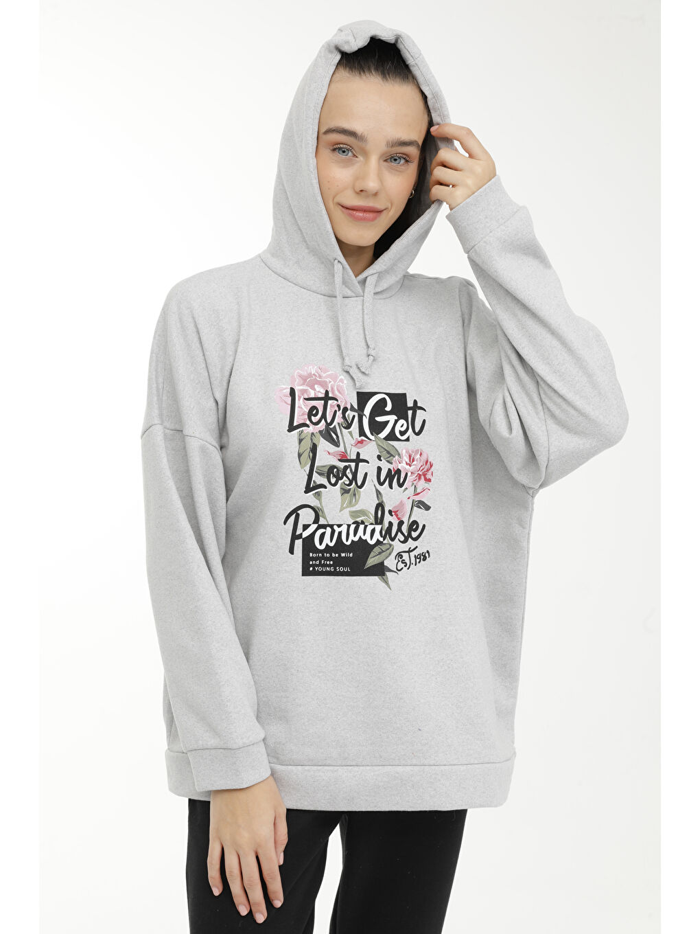 Kinetix Gri WL LAYLA 17GF83 3PR GRI MELANJ Kadın Sweatshirt - 4