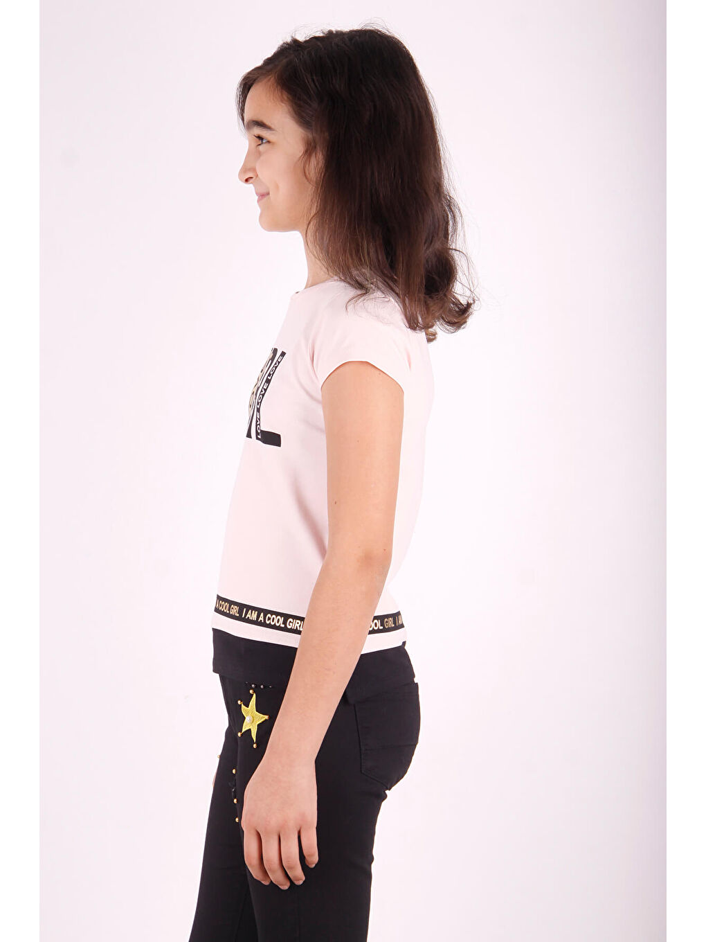 Pembe Kız Çocuk Baskılı T-Shirt-1