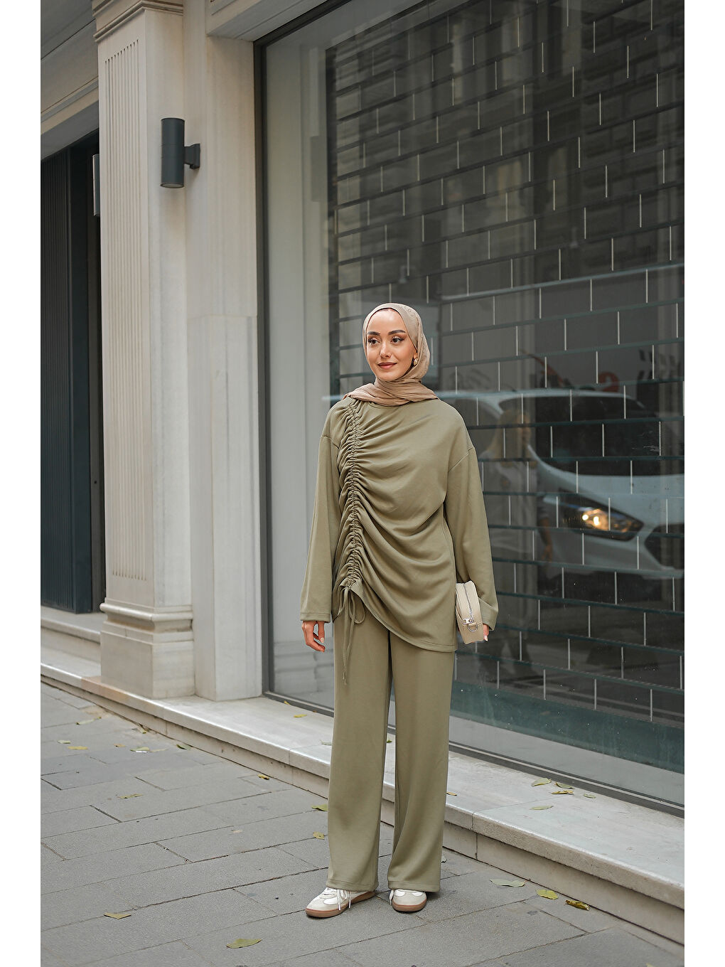 Kadın Lastik Detay İkili Takım Yeşil