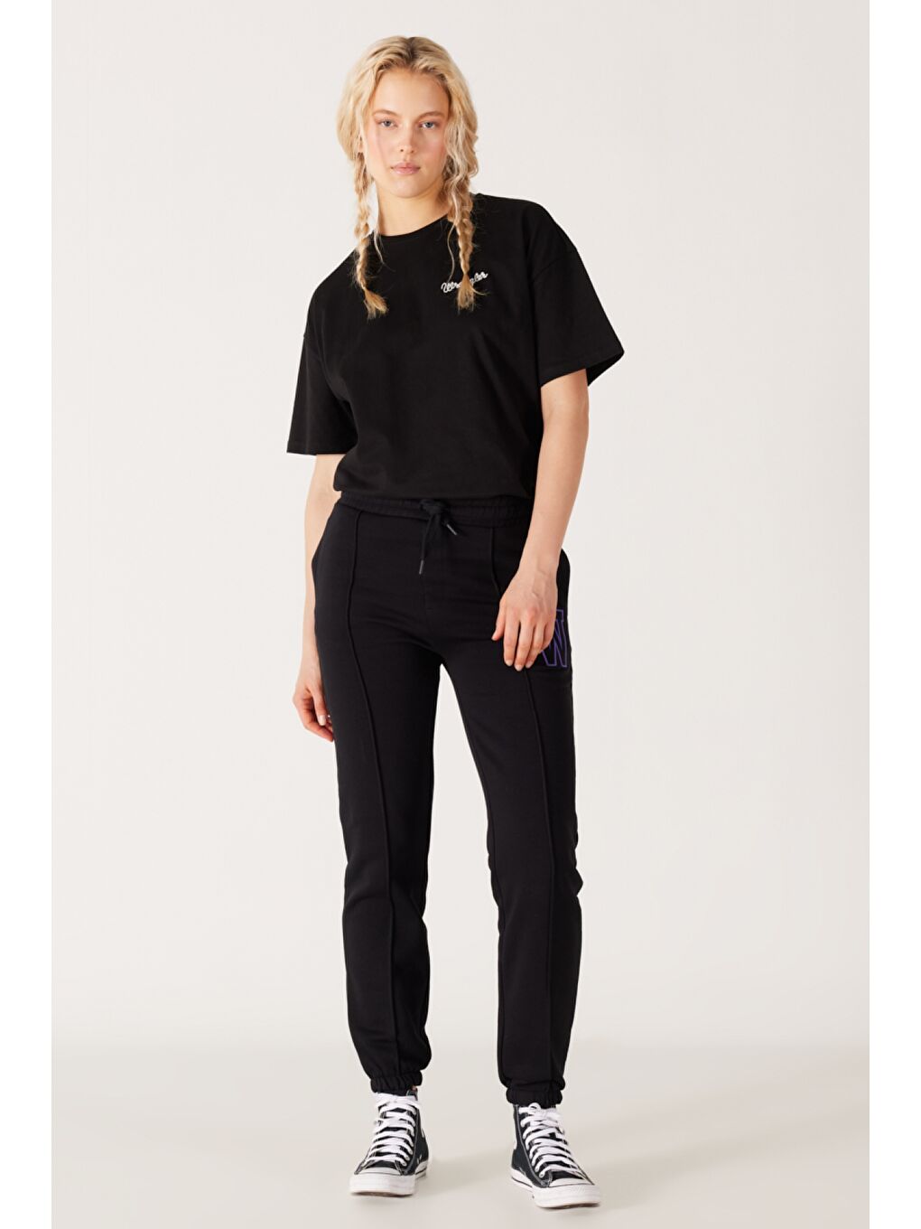 Regular Fit Normal Kesim İçi Polarlı Cepli Siyah Jogger Eşofman Altı-1