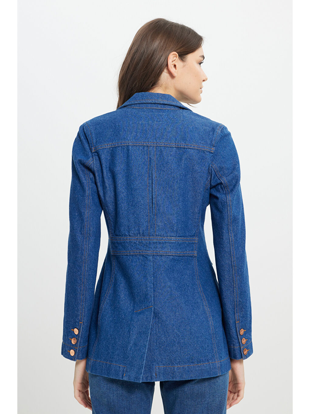 Regular Fit Normal Kesim %100 Pamuk Lacivert Jean Denim Ceket-7