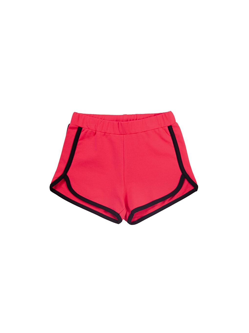 Kırmızı Nar Çiçeği Kız Çocuk iki İplik Renkli Biyeli Şort