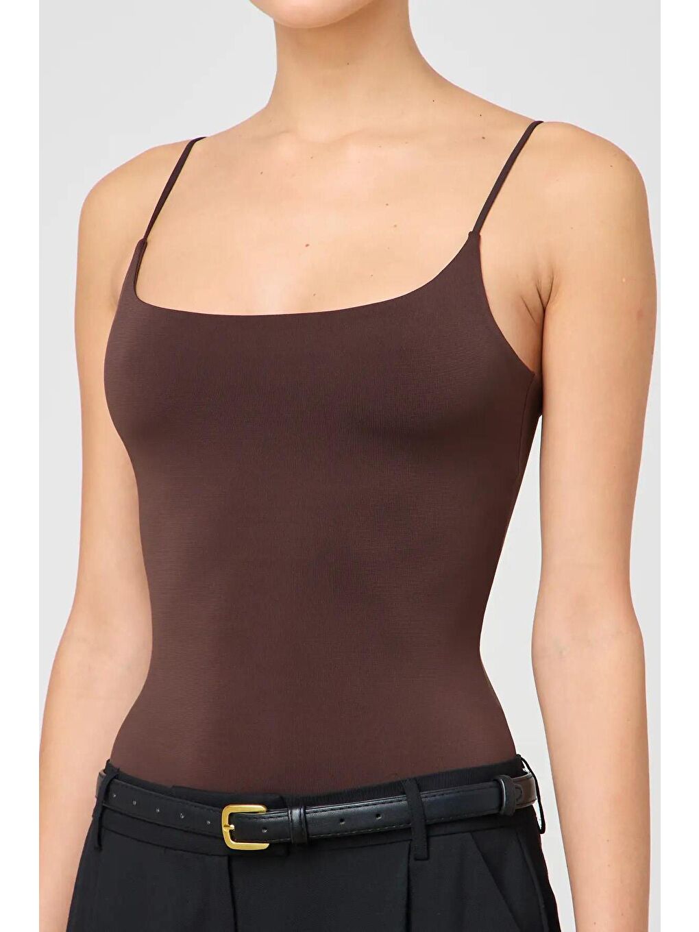 Kahverengi Ayarlanabilir Askılı Kadın Atlet Mg2527-1