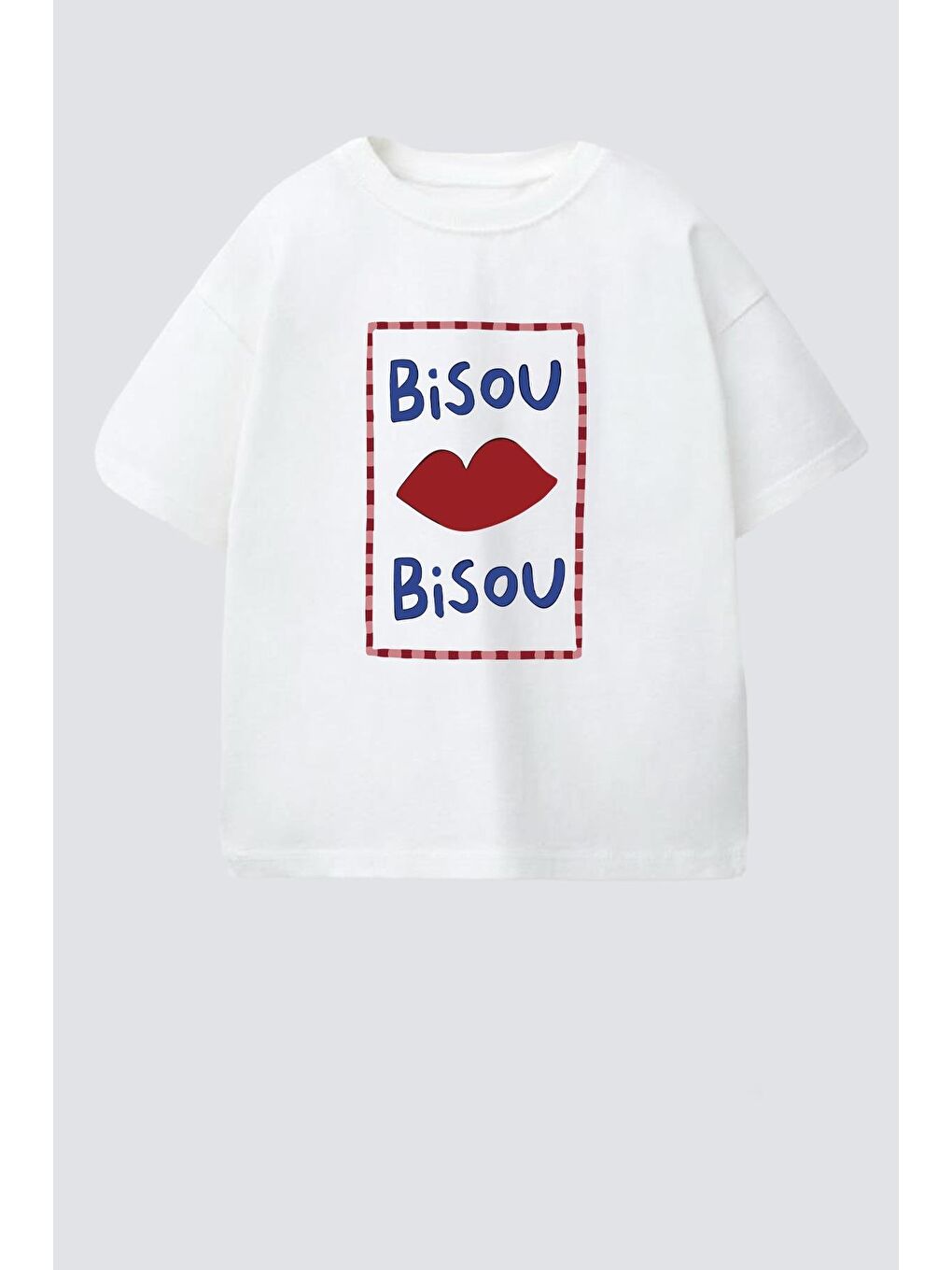 Ekru Kız Çocuk Baskılı Bisiklet Yaka Tshirt-1