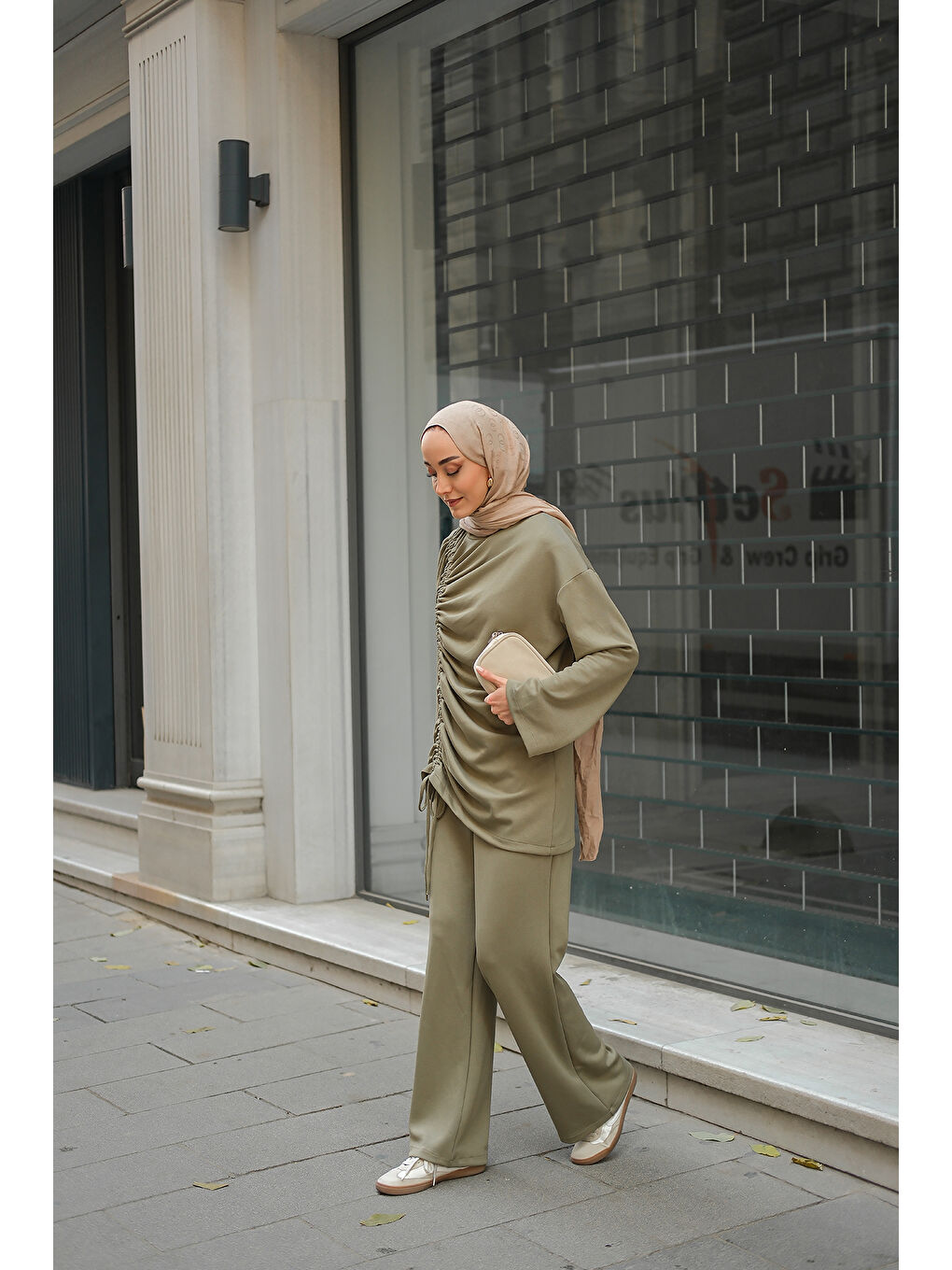 Kadın Lastik Detay İkili Takım Yeşil-1