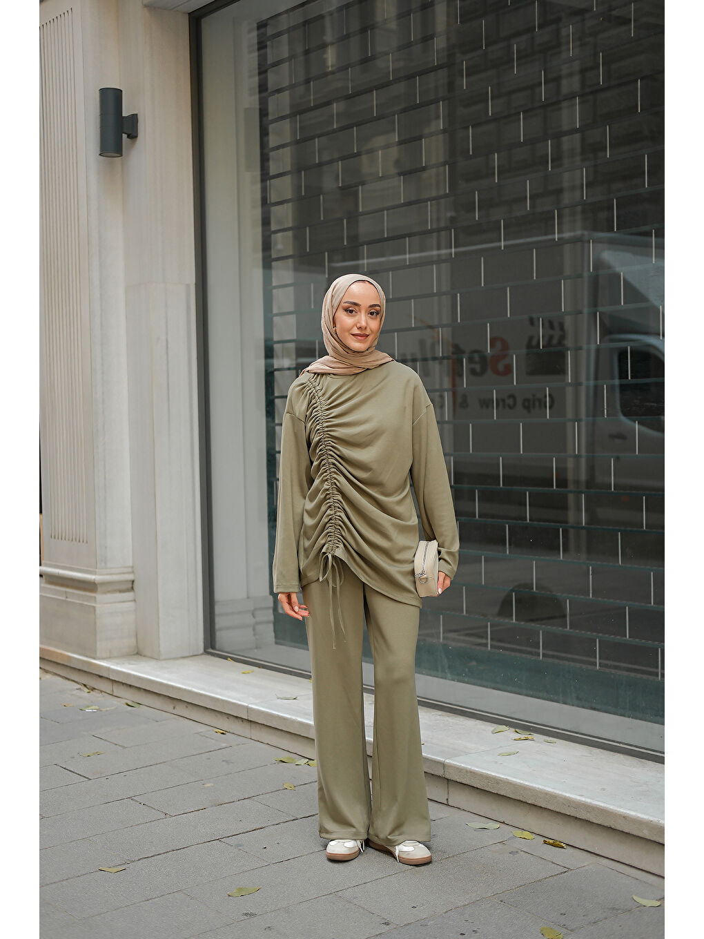 Kadın Lastik Detay İkili Takım Yeşil-2