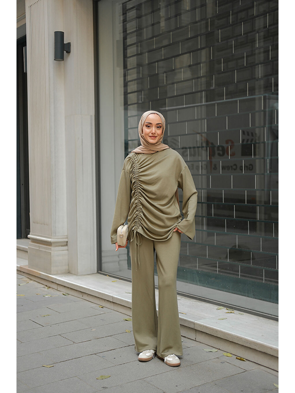 Kadın Lastik Detay İkili Takım Yeşil-3