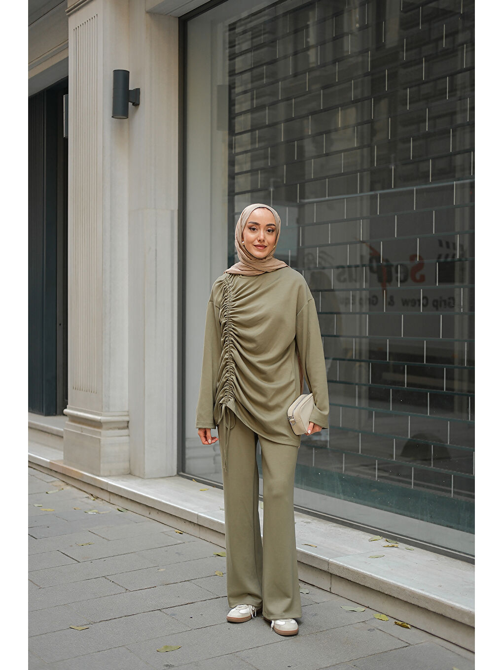 Kadın Lastik Detay İkili Takım Yeşil-4