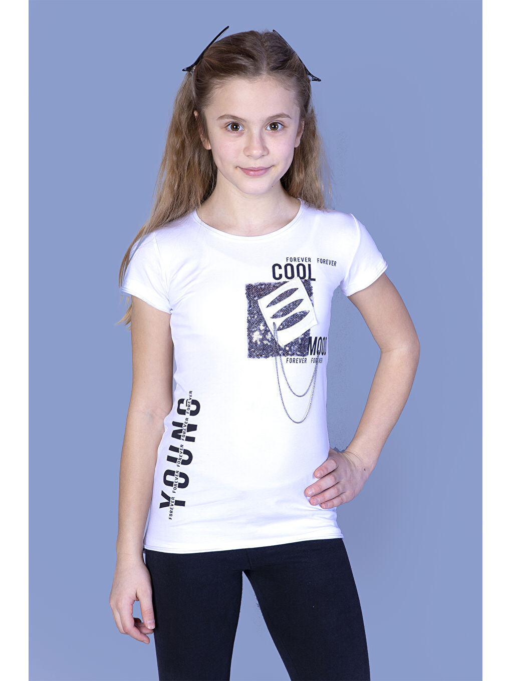 Toontoykids Beyaz Kız Çocuk T-Shirt Göğsü Lazer Kesim