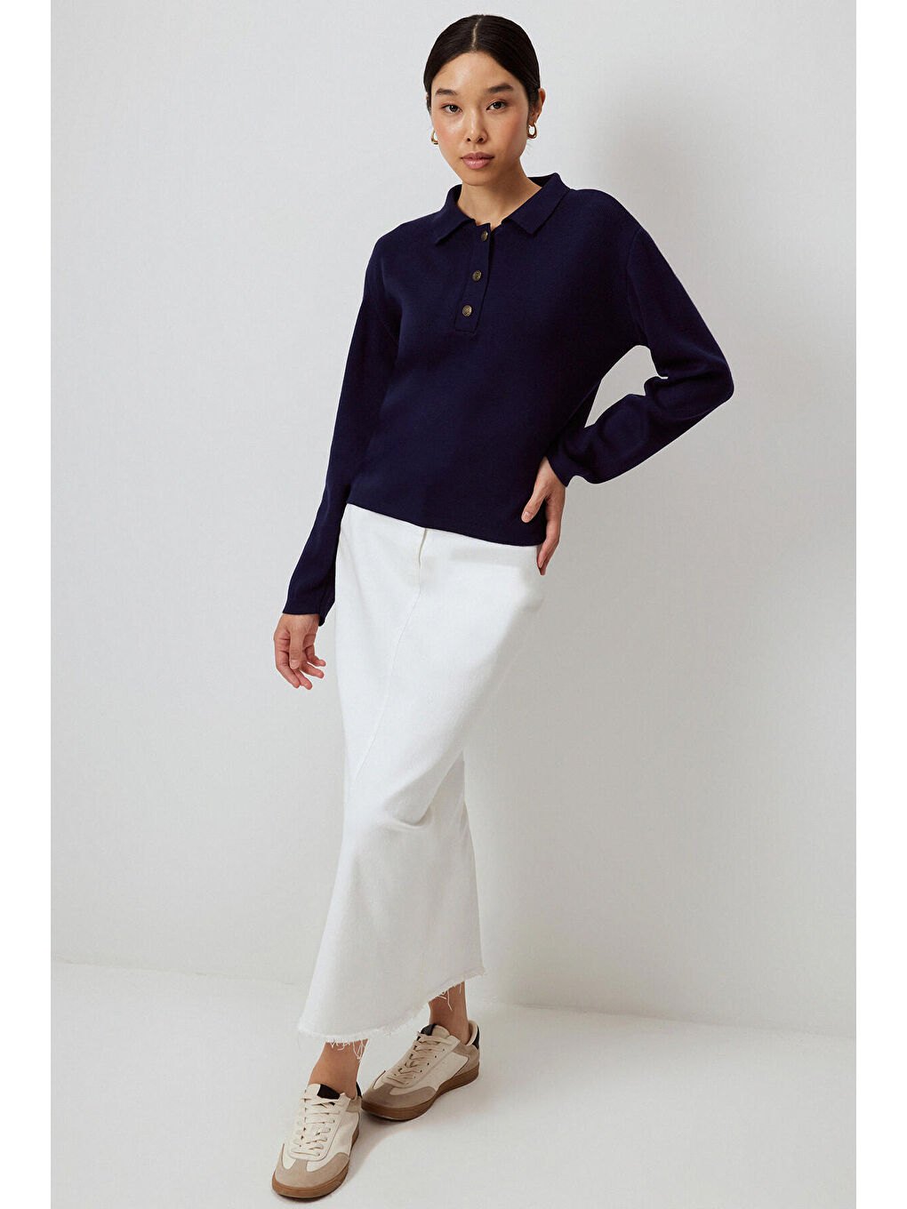 Lacivert Polo Yaka Kazak-1