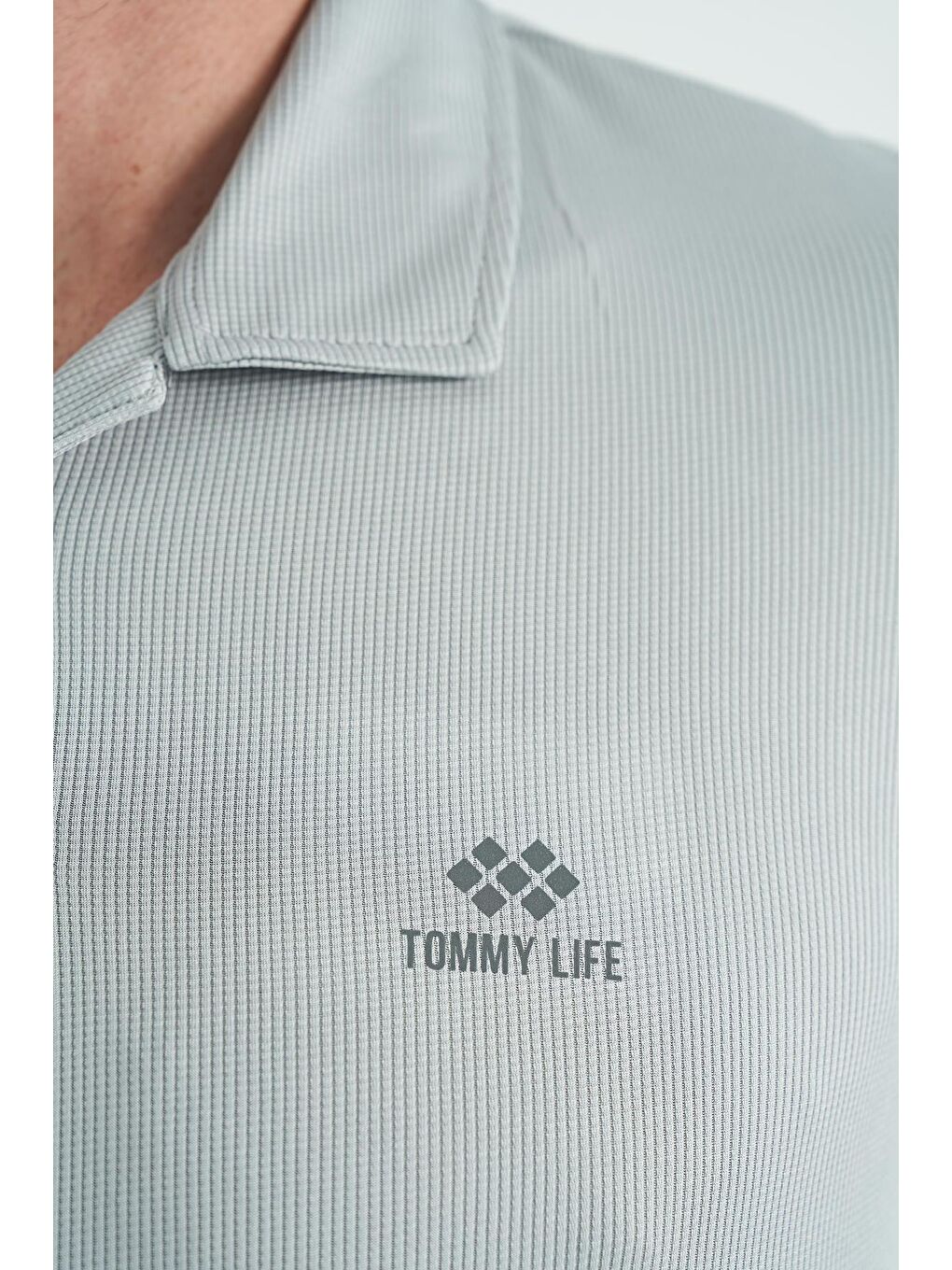 TOMMYLIFE Gri Logo Baskılı Standart Kalıp Polo Yaka Aktif Spor Erkek T-Shirt - 88252 - 1