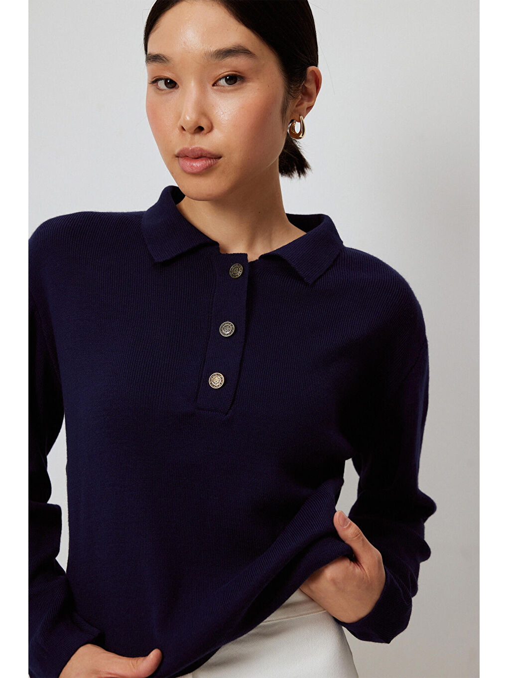 Lacivert Polo Yaka Kazak-2