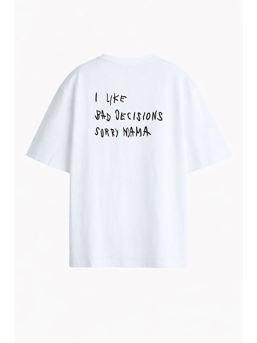 Ekru Kadın Premium Kumaş Sırt Baskılı Pamuklu Oversize T-Shirt