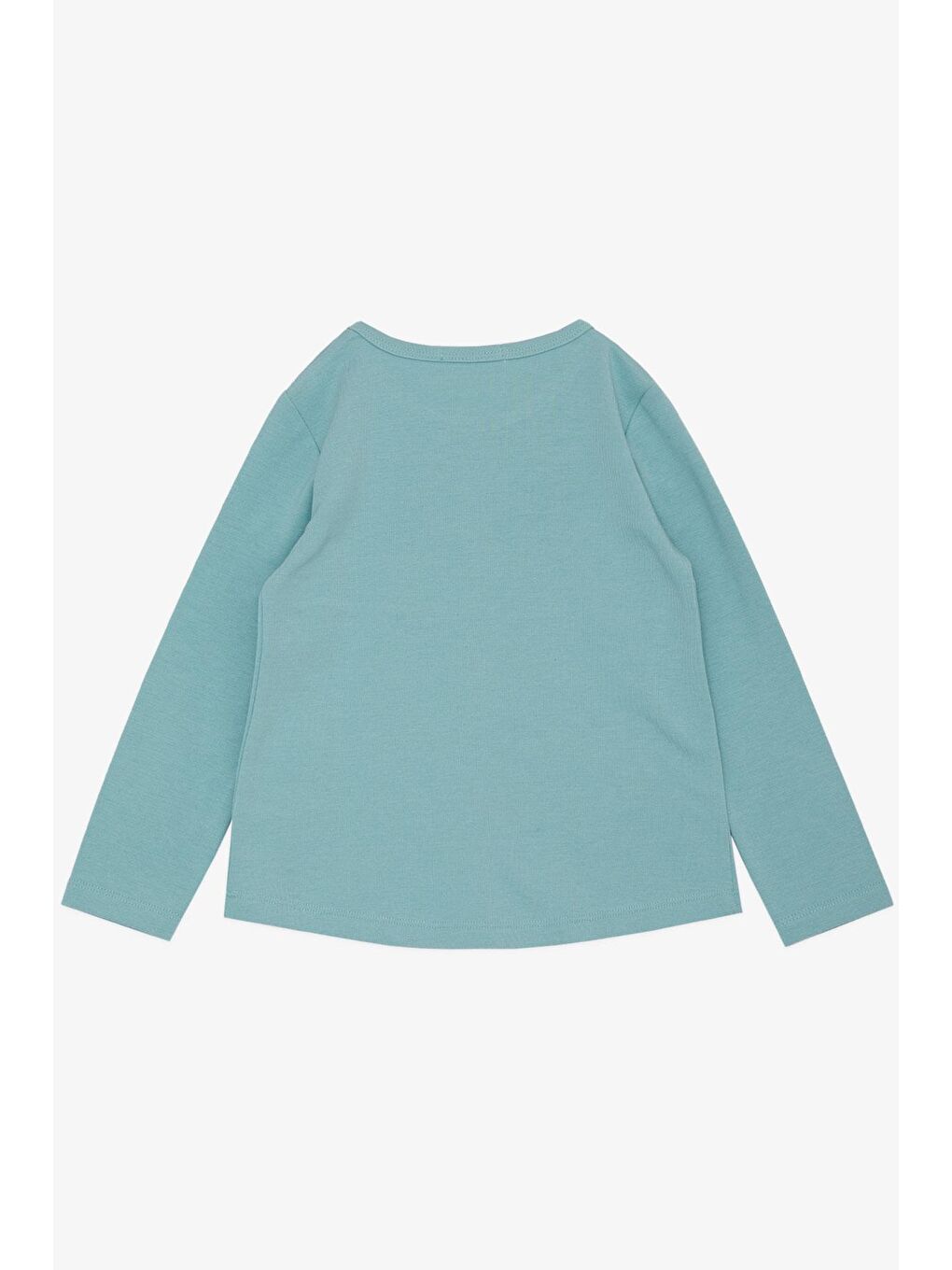 Turkuaz Kız Çocuk Uzun Kollu Tişört Yazı Kalp Baskılı Su Yeşili (3-8 Yaş)-1
