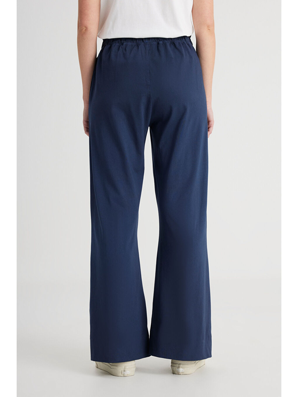 Loose Fit Rahat Kesim Yüksek Bel Geniş Paça %100 Pamuk Lacivert Sweatpant Eşofman-4