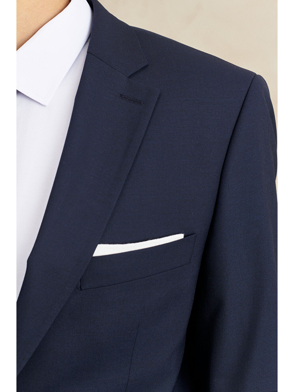 Erkek Lacivert Su Geçirmez Regular Fit Mono Yaka Yünlü Nano Takım Elbise-3