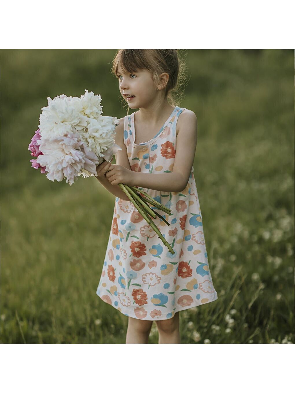 Pembe Çiçek Buketi Elbise-2