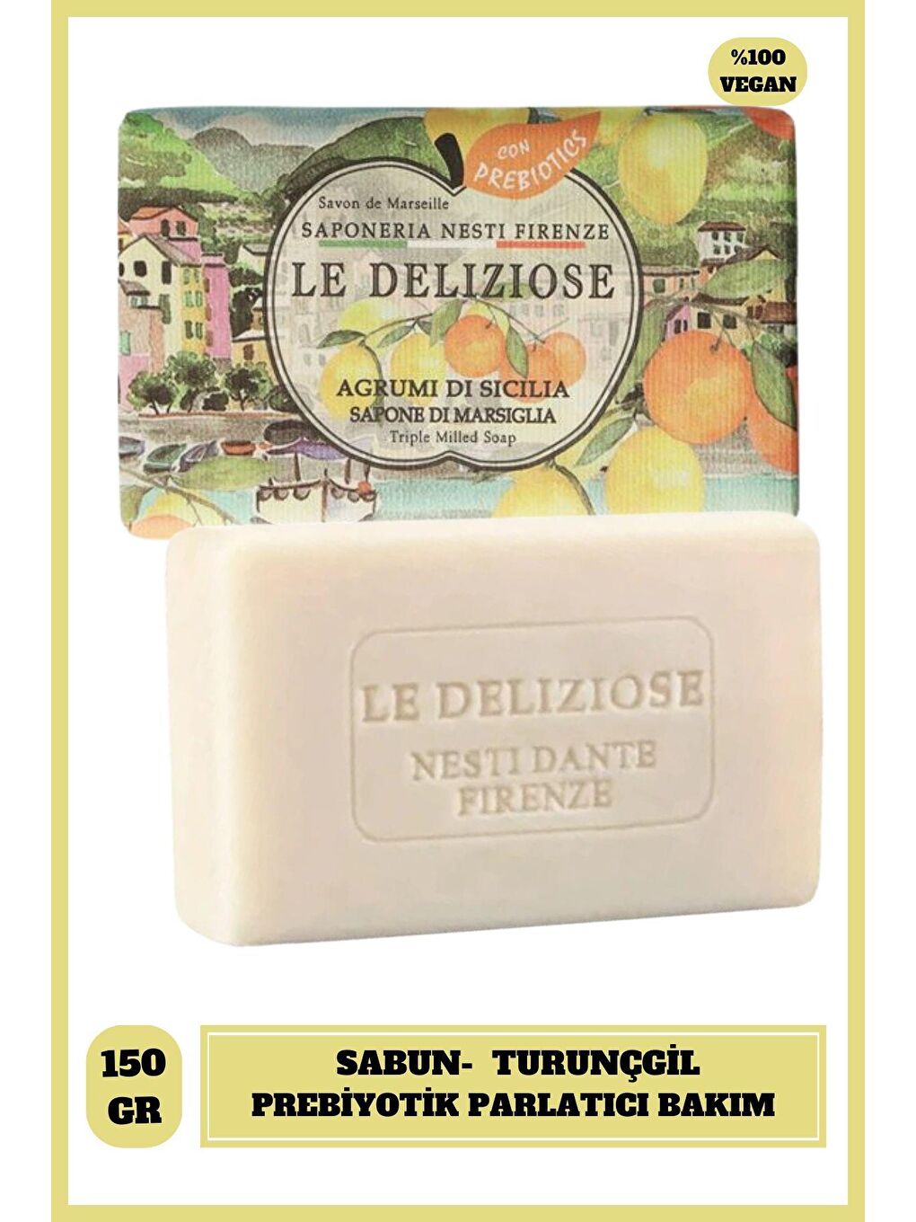 Nesti Dante Renksiz Sabun Le Deliziose Citruses From Sicily Vegan Bakım 150 g