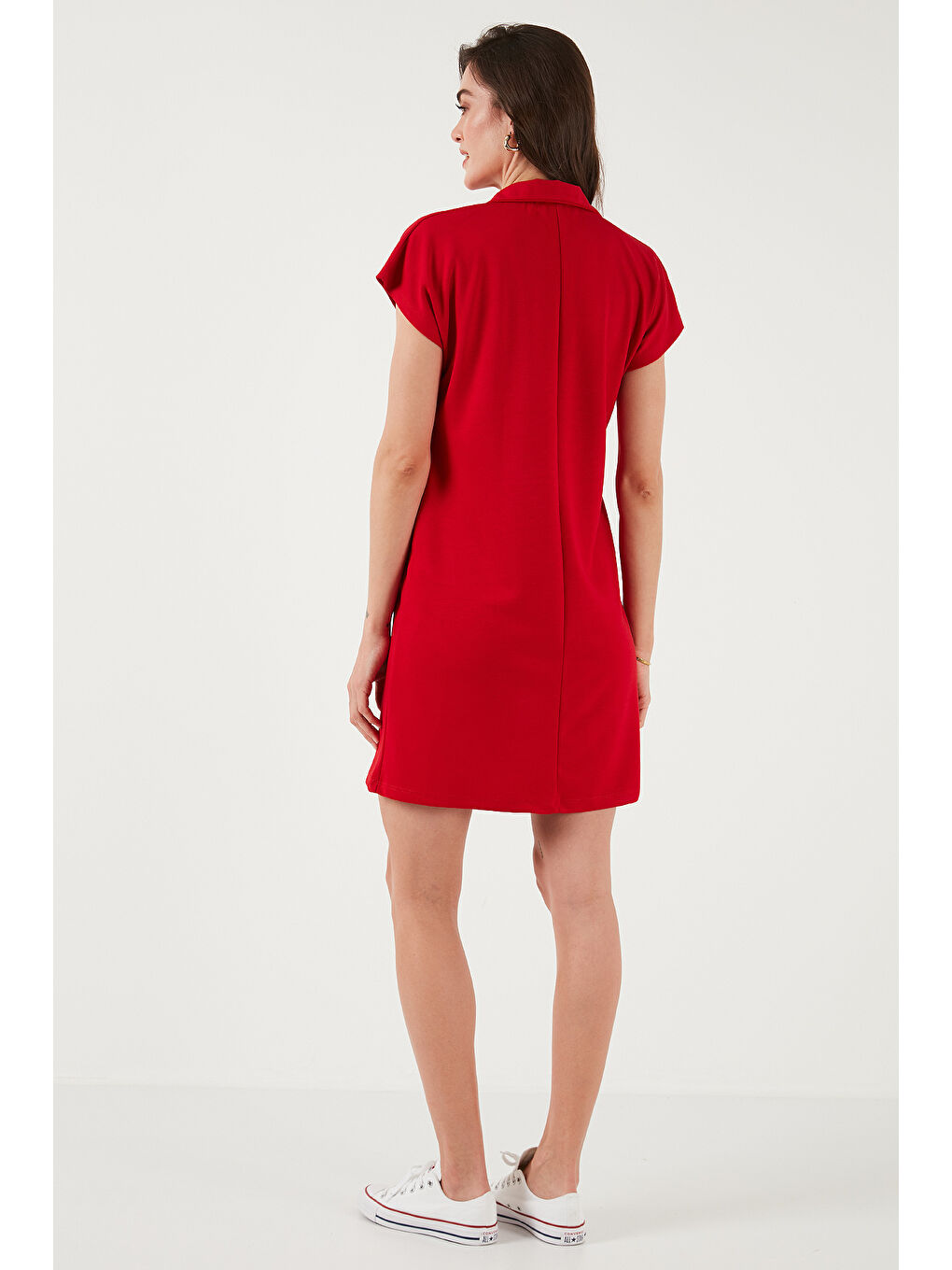 Lela Kirmizi Regular Fit Polo Yaka Mini Elbise 5866153 - 6