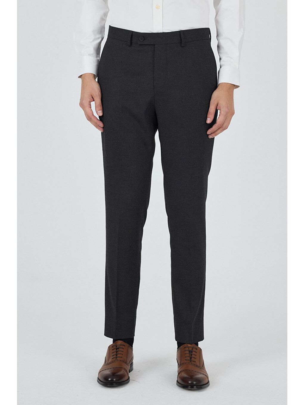Koyu Antrasit Yan Cep Açık Paça Slim Fit Esnek Classic Pantolon 1003250906