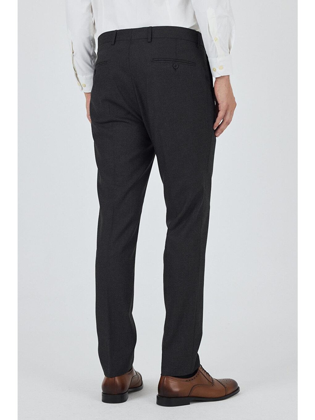 Koyu Antrasit Yan Cep Açık Paça Slim Fit Esnek Classic Pantolon 1003250906-4