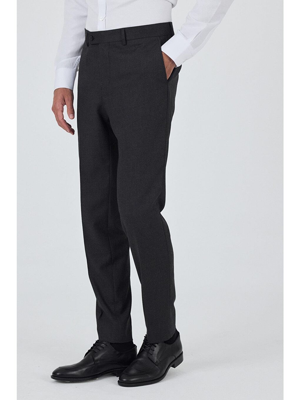 Koyu Antrasit Yan Cep Açık Paça Slim Fit Esnek Classic Pantolon 1003250906-7