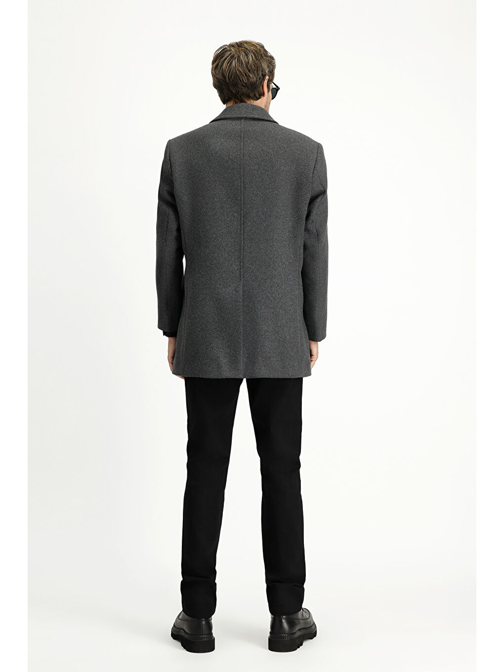 Antrasit Yünlü Klasik Kaban-3