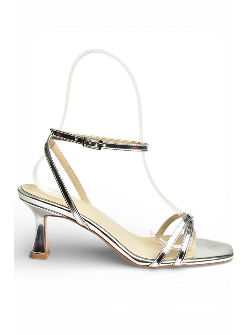 Gri Gümüş Kadın Topuklu Ayakkabı Y569522034-4