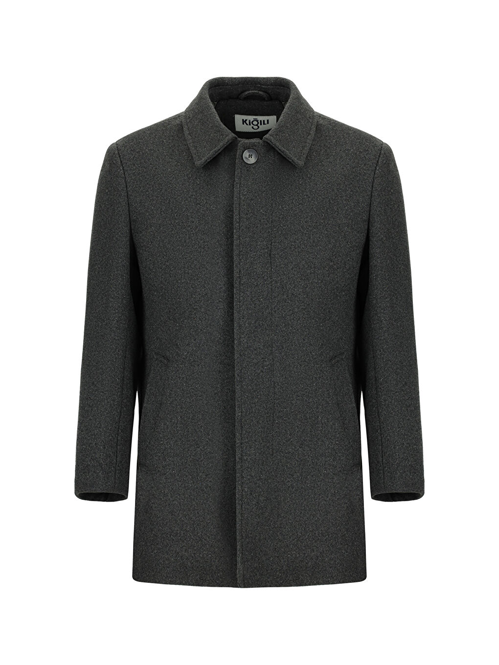 Antrasit Yünlü Klasik Kaban-5