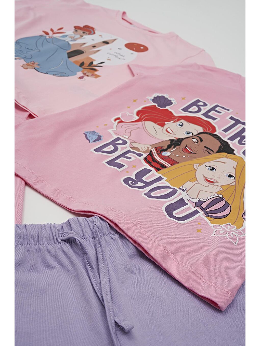 For You Kids Mor 4'lü Princess Baskılı Tshirt Şort Pantolon Takım - 2