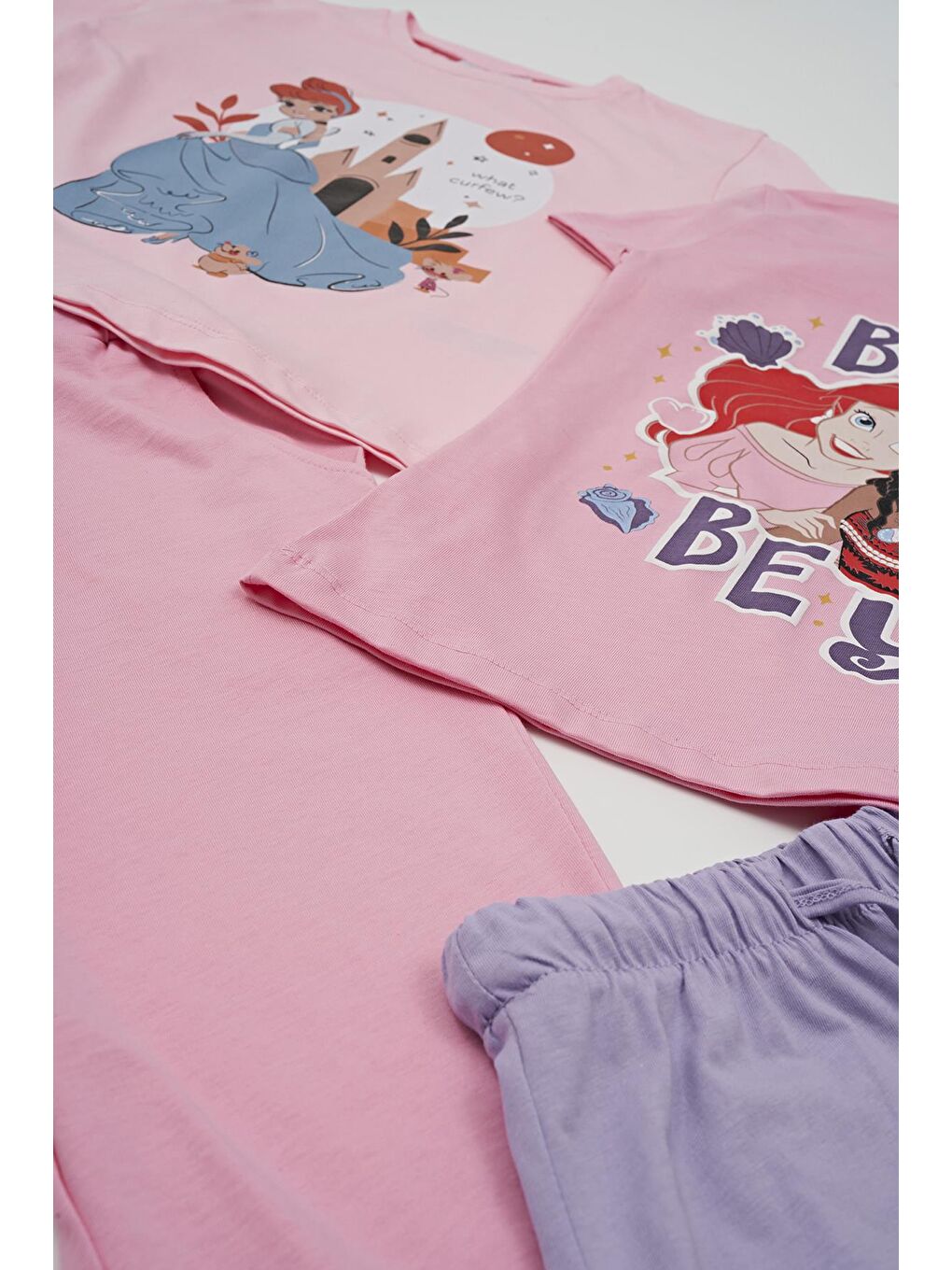 For You Kids Mor 4'lü Princess Baskılı Tshirt Şort Pantolon Takım - 3