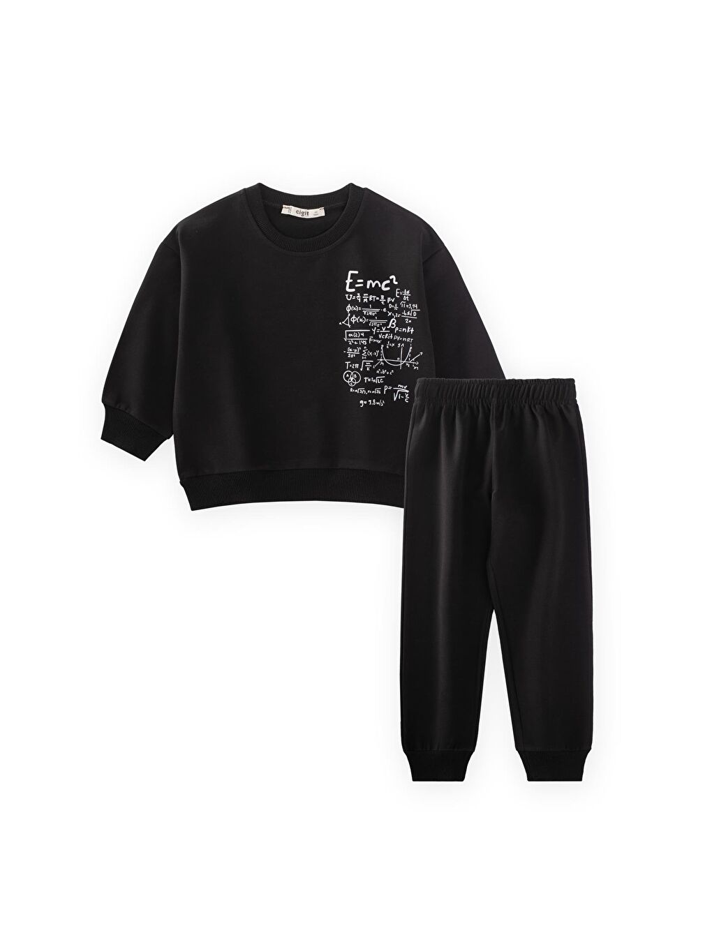 İşlem Baskılı Eşofman Takım 2-7 Yaş Siyah-2