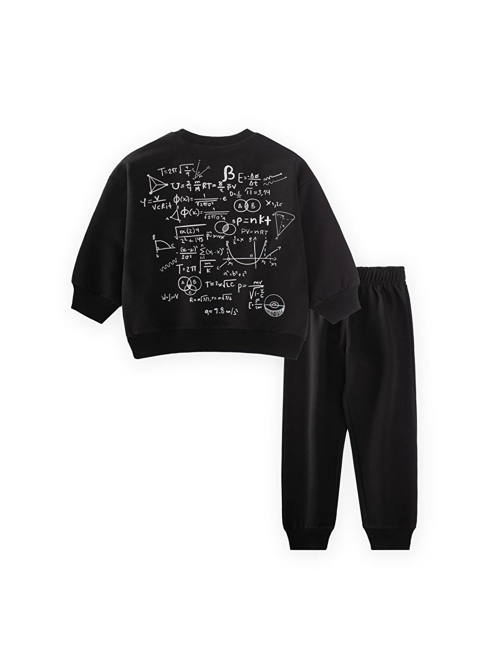 İşlem Baskılı Eşofman Takım 2-7 Yaş Siyah-3