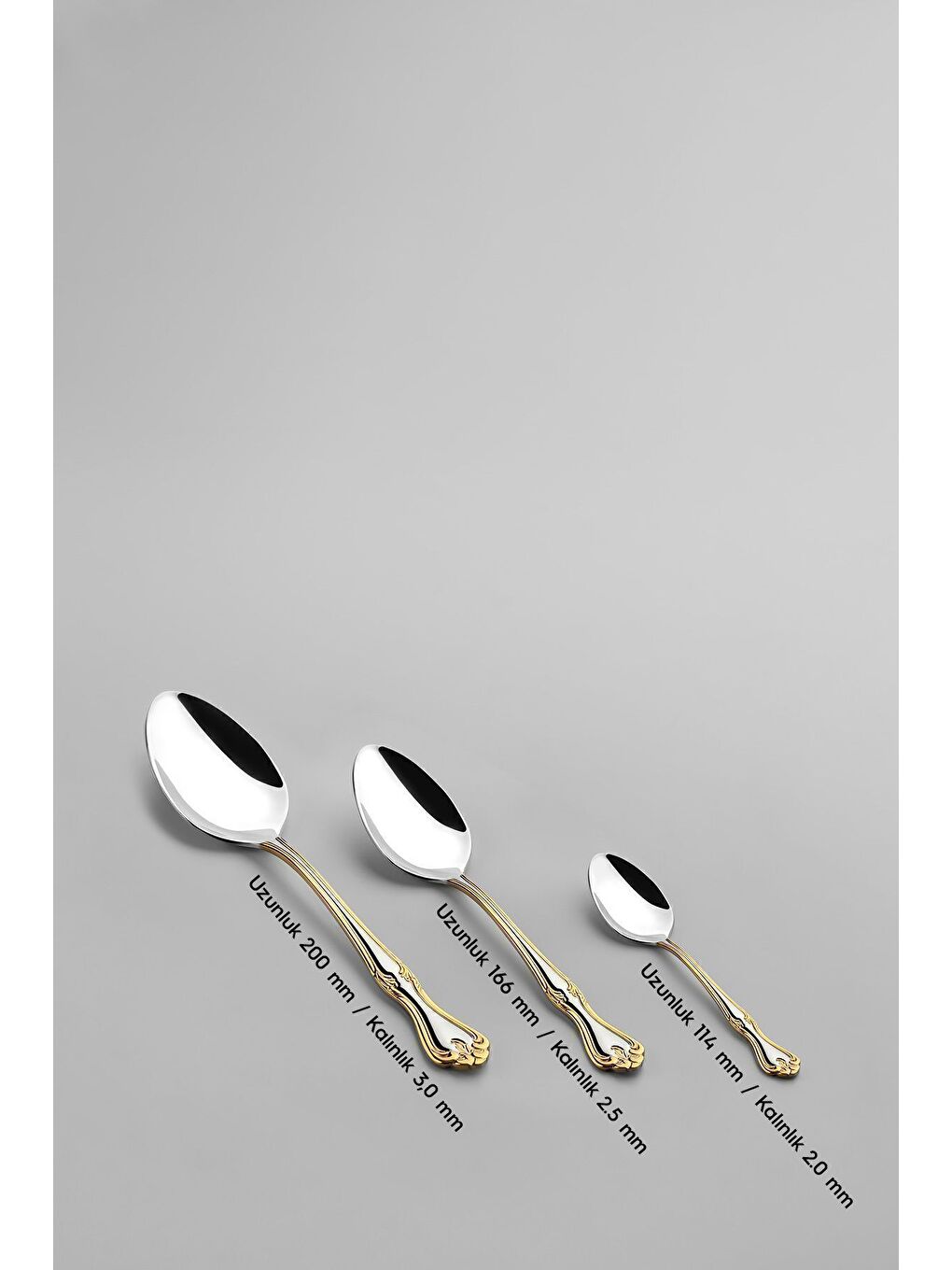 Sarı Lalezar Altın Sade 6 Kişilik 30 Parça Kutulu Çatal Kaşık Takımı-4