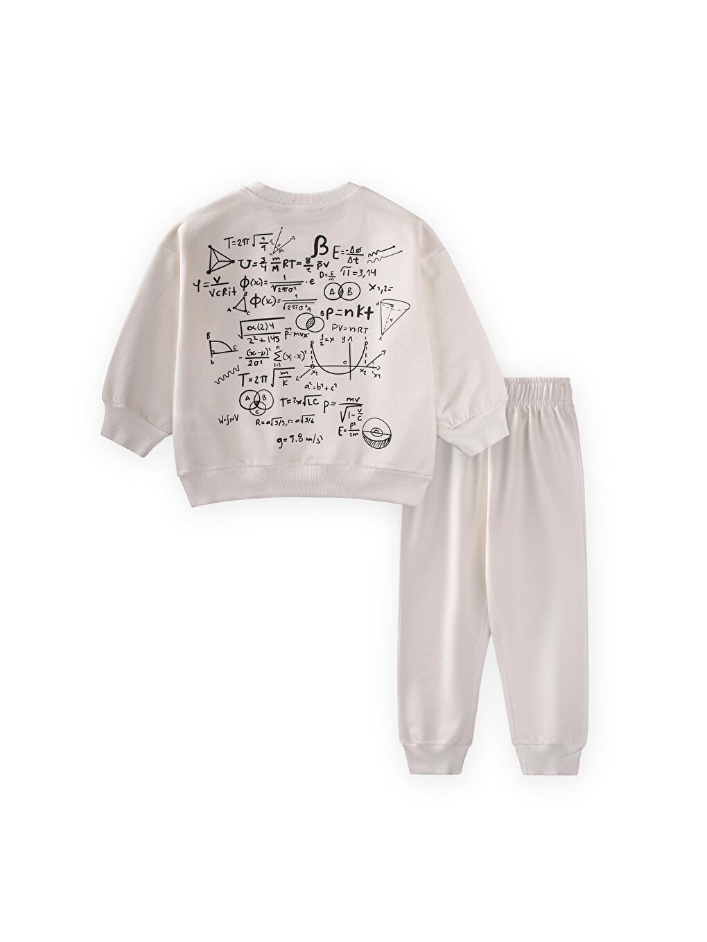 İşlem Baskılı Eşofman Takım 2-7 Yaş Ekru-1