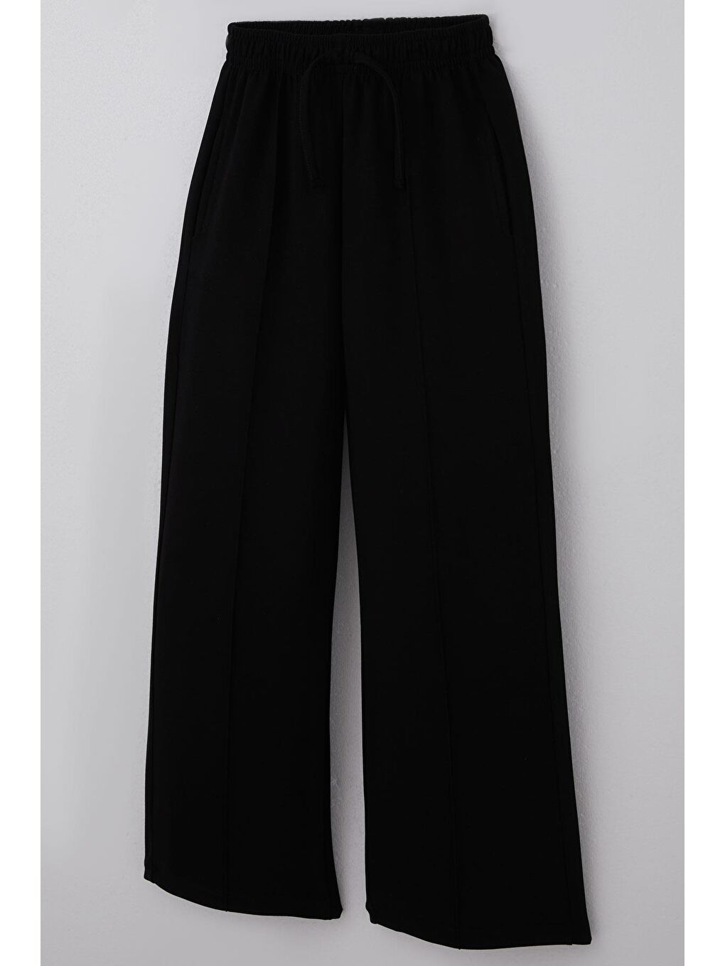 Kız Çocuk Eşofman Altı Çima Dikiş Detaylı Bağcık Aksesuarlı Cepli Siyah (9-14 Yaş)-2