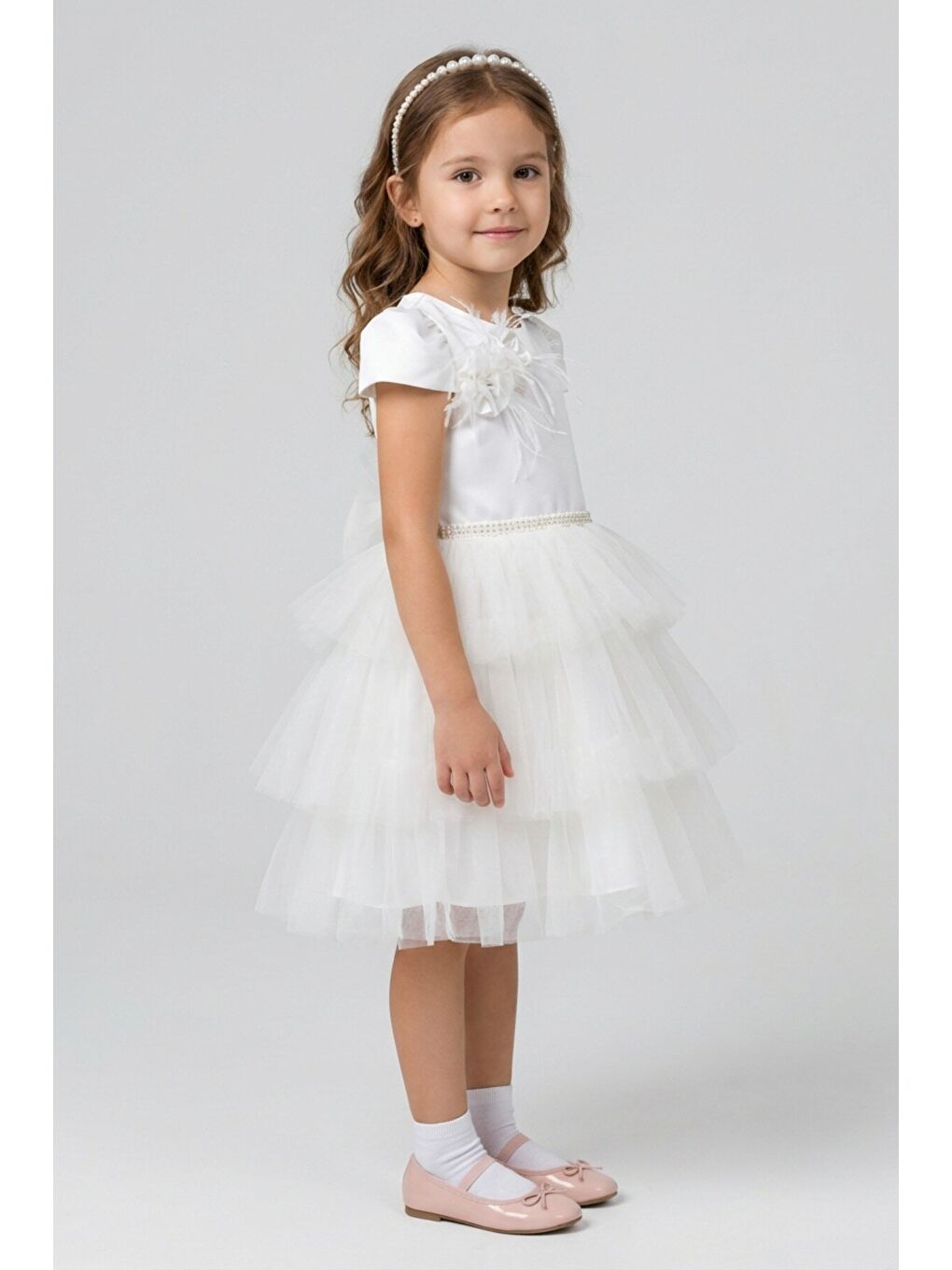 Ekru Kız Çocuk Abiye-1