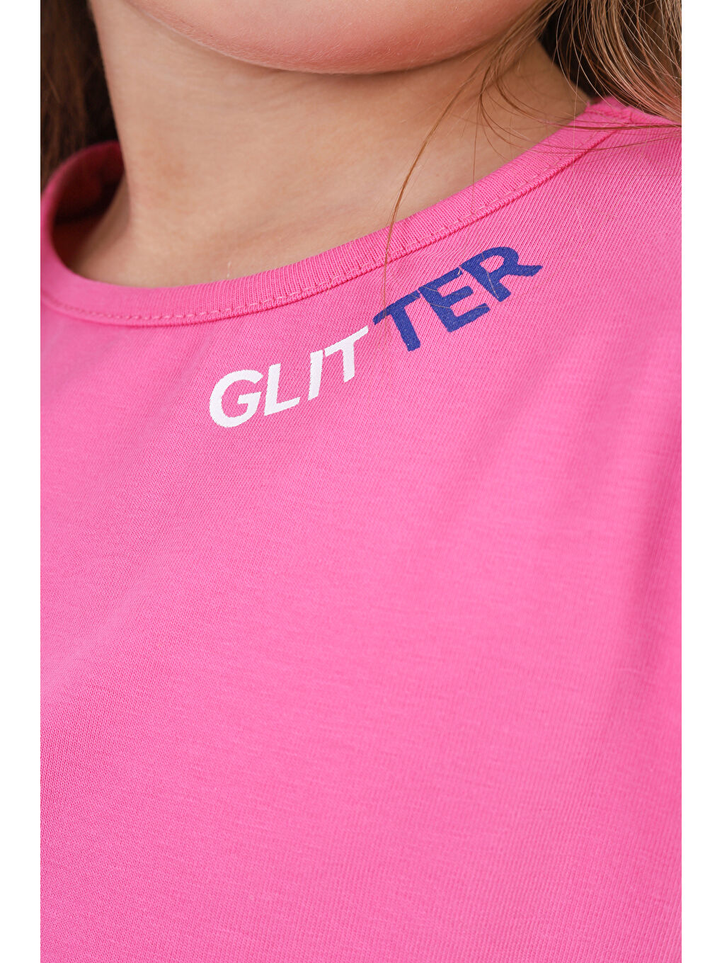 Fuşya Kız Çocuk Baskılı Tişört-1