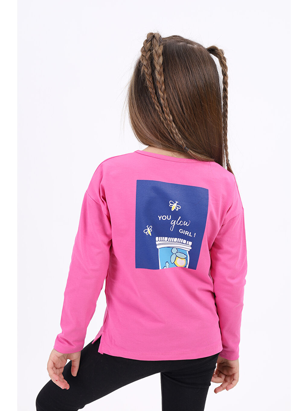 Fuşya Kız Çocuk Baskılı Tişört-2