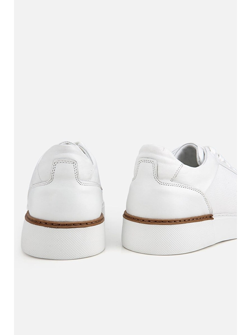 Erkek Beyaz Bağcıklı Kalın Tabanlı Günlük Sneaker-6