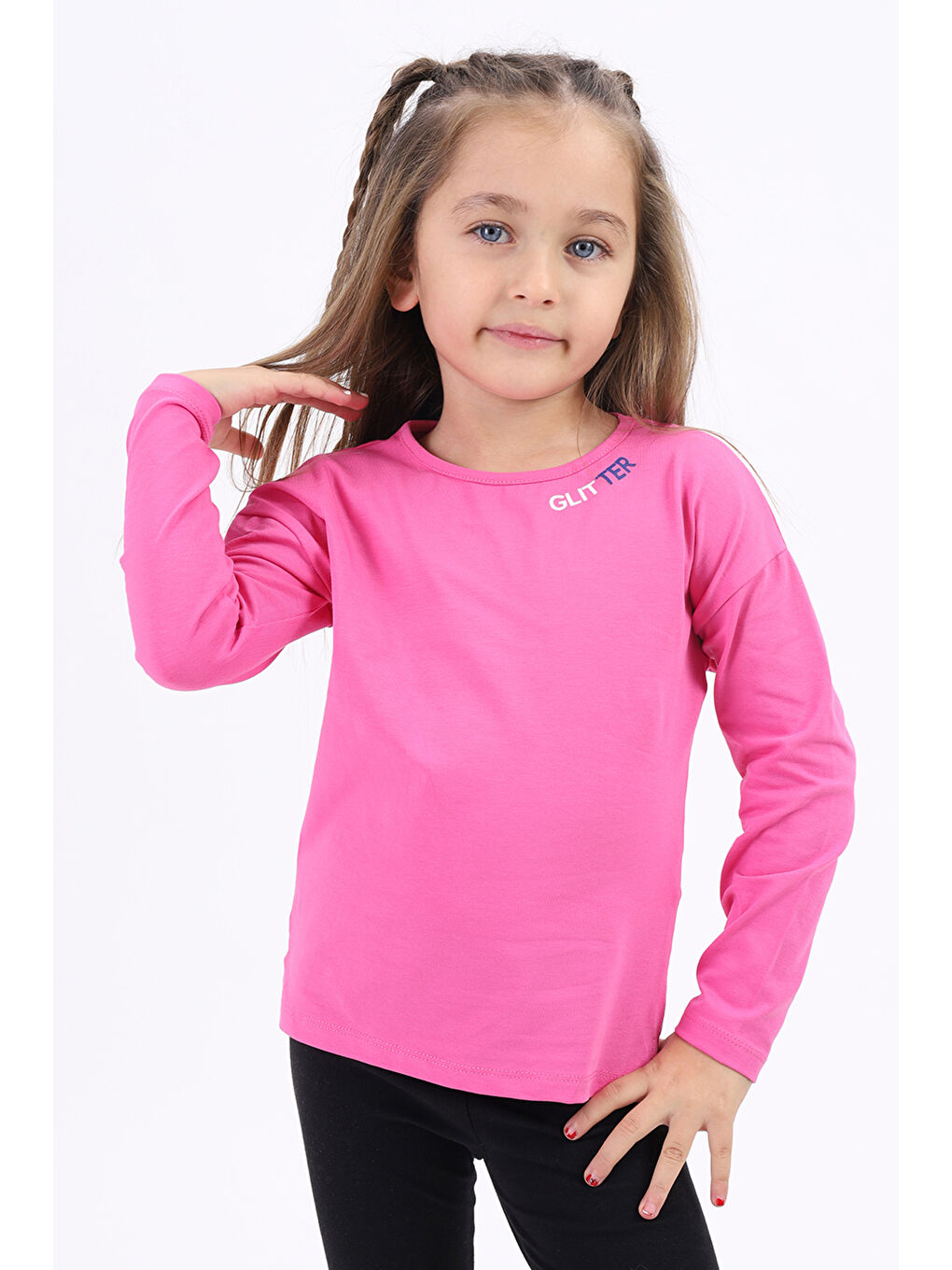 Fuşya Kız Çocuk Baskılı Tişört-3