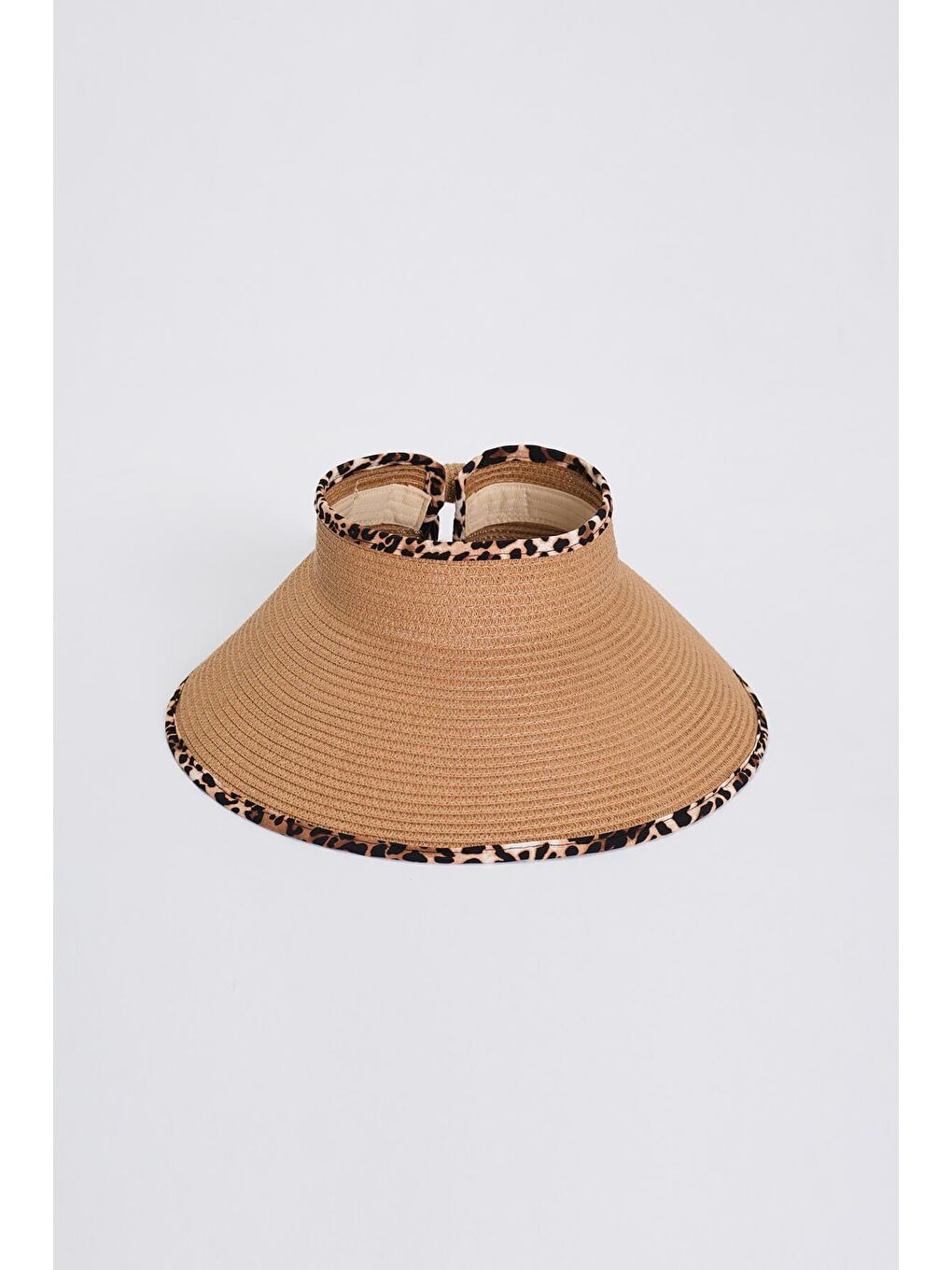 Kahverengi Fiyonk Detaylı Katlanabilir Kahve Vizör Plaj Şapkası 17