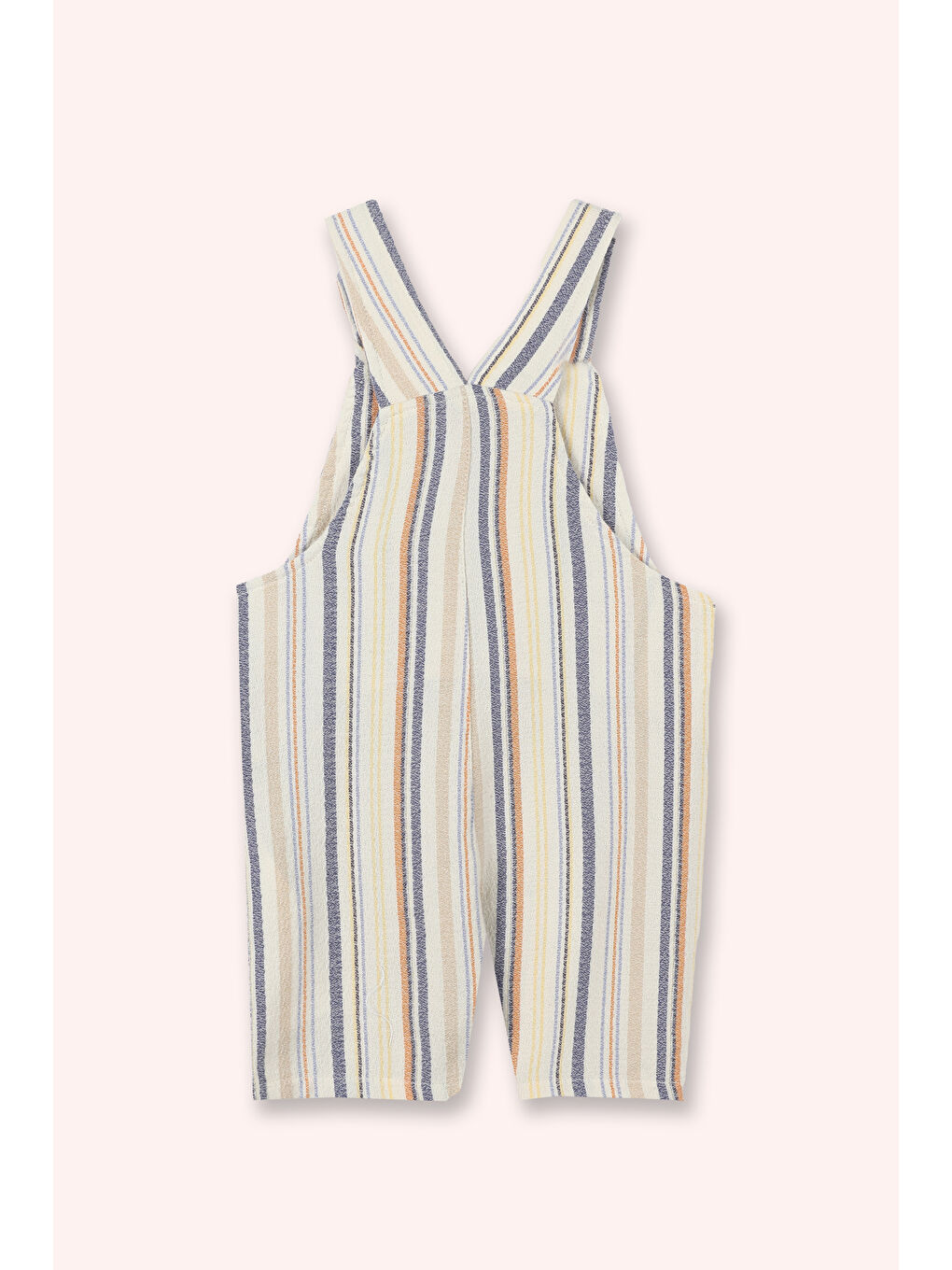 Erkek Çocuk Çizgi Desenli Salopet Ekru-2